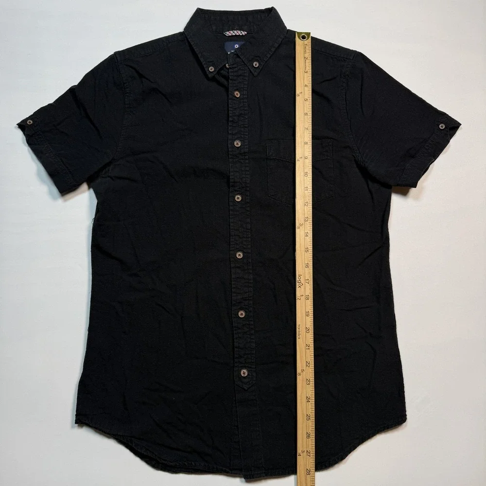 Ben Sherman Shirt Mens Small Black Short Sleeve Button Down Cotton Casual Top